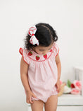 Load image into Gallery viewer, Baby Girls Strawberry Plaid Smocked Romper