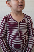 Load image into Gallery viewer, Bamboo Two Piece Pajamas | Maroon Stripe