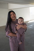 Load image into Gallery viewer, Bamboo Zip Pajamas | Maroon Stripe