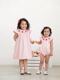 Load image into Gallery viewer, Baby Girls Strawberry Plaid Smocked Romper