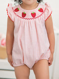 Load image into Gallery viewer, Baby Girls Strawberry Plaid Smocked Romper