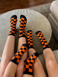 Load image into Gallery viewer, Orange and Black Check