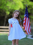 Load image into Gallery viewer, 4th of july Girls' Smocking Star Embroidered Dress