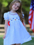 Load image into Gallery viewer, 4th of july Girls' Smocking Star Embroidered Dress