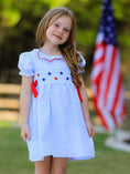 Load image into Gallery viewer, 4th of july Girls' Smocking Star Embroidered Dress