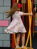 Load image into Gallery viewer, Back to School Rainbow Print Girls Dress Short Sleeve