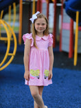 Load image into Gallery viewer, Girls Back To School Bow Pencil Twirl Dress Ruffle Petal Collar Applique
