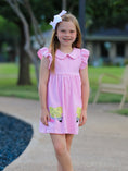 Load image into Gallery viewer, Girls Back To School Bow Pencil Twirl Dress Ruffle Petal Collar Applique