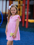 Load image into Gallery viewer, Girls Back To School Bow Pencil Twirl Dress Ruffle Petal Collar Applique