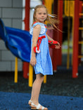 Load image into Gallery viewer, Back To School Girls Striped lapels Apple Bow Dress