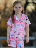 Load image into Gallery viewer, Pink TS Lapel Button Short Sleeve Shorts Pajama Set