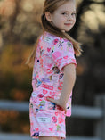 Load image into Gallery viewer, Pink TS Lapel Button Short Sleeve Shorts Pajama Set