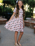 Load image into Gallery viewer, Girls Western Horse Print Twirl Dress Short Sleeve