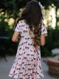 Load image into Gallery viewer, Girls Western Horse Print Twirl Dress Short Sleeve