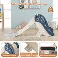 Load image into Gallery viewer, Foldable Freestanding Baby Slide Climber Playset with Basketball Hoop for Kids-Blue