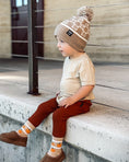 Load image into Gallery viewer, Tan Smiley Check Beanie