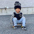 Load image into Gallery viewer, Black Smiley Check Beanie