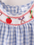 Load image into Gallery viewer, Girls Back to School Smocking Pencil Apple Embroidered Plaid Dress