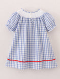 Load image into Gallery viewer, Girls Back to School Smocking Pencil Apple Embroidered Plaid Dress