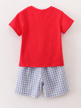 Load image into Gallery viewer, Boys Back to School Pencil Apple Applique Plaid Shorts Set
