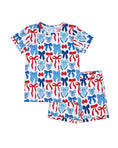 Load image into Gallery viewer, Bamboo Shorts Set | Red-White & Bows