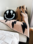 Load image into Gallery viewer, Black + Camel Bolt Cozy Blanket