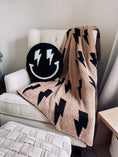 Load image into Gallery viewer, Black + Camel Bolt Cozy Blanket