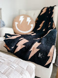 Load image into Gallery viewer, Black + Camel Bolt Cozy Blanket