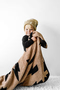 Load image into Gallery viewer, Black + Camel Bolt Cozy Blanket