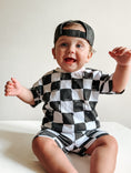 Load image into Gallery viewer, Organic Cotton Black & White Checkered Shorts Set