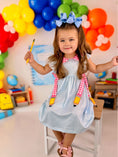 Load image into Gallery viewer, Back To School Girls Striped lapels Bow Dress