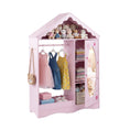 Load image into Gallery viewer, Kids Dress Up Storage with Mirror Roofed Wardrobe Closet with Open Hanging Rack