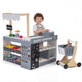 Load image into Gallery viewer, Kids Grocery Store Playset Wooden Pretend Play Supermarket with Shopping Cart