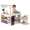 Load image into Gallery viewer, Kids Grocery Store Playset Wooden Pretend Play Supermarket with Shopping Cart