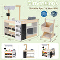 Load image into Gallery viewer, Kids Grocery Store Playset Wooden Pretend Play Supermarket with Shopping Cart