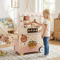 Load image into Gallery viewer, Kids Pizza Food Truck Wooden Pretend Play Snack Cart with Oven-Pink