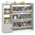 Load image into Gallery viewer, Kids Toy Storage and Bookshelf with Open Shelves and Single-door Cabinet