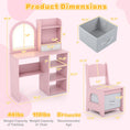 Load image into Gallery viewer, Kids Vanity Set Princess Girls Makeup Vanity Desk with Chair and 3-Color LED Lighted Mirror