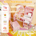 Load image into Gallery viewer, Kids Vanity Set Princess Girls Makeup Vanity Desk with Chair and 3-Color LED Lighted Mirror