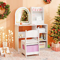 Load image into Gallery viewer, Kids Vanity Set Princess Girls Makeup Vanity Desk with Chair and 3-Color LED Lighted Mirror