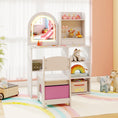 Load image into Gallery viewer, Kids Vanity Set Princess Girls Makeup Vanity Desk with Chair and 3-Color LED Lighted Mirror
