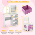 Load image into Gallery viewer, Kids Vanity Set Princess Girls Makeup Vanity Desk with Chair and 3-Color LED Lighted Mirror