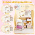 Load image into Gallery viewer, Kids Vanity Set Princess Girls Makeup Vanity Desk with Chair and 3-Color LED Lighted Mirror