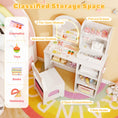 Load image into Gallery viewer, Kids Vanity Set Princess Girls Makeup Vanity Desk with Chair and 3-Color LED Lighted Mirror