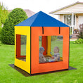 Load image into Gallery viewer, Kids Wooden Sandbox with Canopy Large Sand Pit with Mesh Windows and Bottom Liner-Multicolor