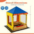Load image into Gallery viewer, Kids Wooden Sandbox with Canopy Large Sand Pit with Mesh Windows and Bottom Liner-Multicolor