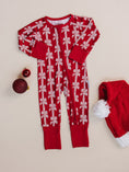 Load image into Gallery viewer, Bamboo Zip Romper | Red Bows