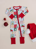 Load image into Gallery viewer, Bamboo Zip Romper | Christmas Patchwork