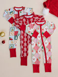 Load image into Gallery viewer, Bamboo Zip Romper | Red Bows