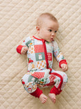 Load image into Gallery viewer, Bamboo Zip Romper | Christmas Patchwork